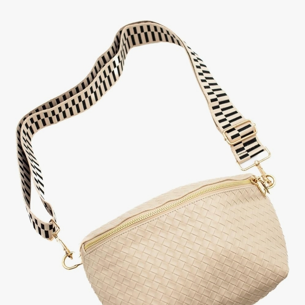 Woven Cream Crossbody Bag